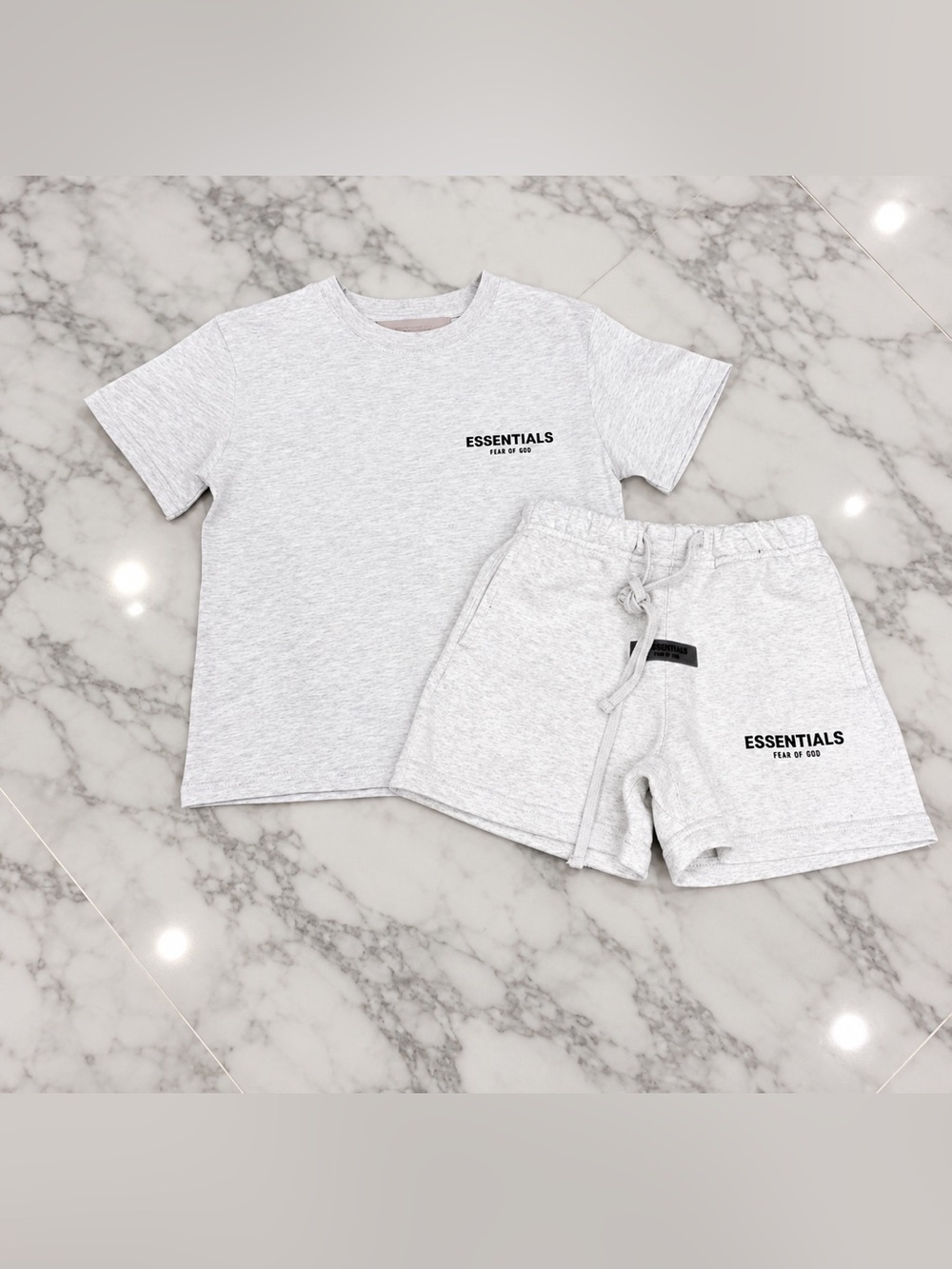 ESSENTIALS SET - Light Gray Essentials Shorts & T-Shirt